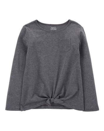 Kid Tie-Front Long-Sleeve Jersey Tee, 