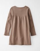 Toddler Organic Cotton Ribbed Sweater Knit Dress in Light Brown, image 2 of 5 slides