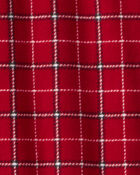 Boys Plaid Print Fleece Long-Sleeve Loose Fit 1-Piece Pajamas - Red, image 2 of 3 slides
