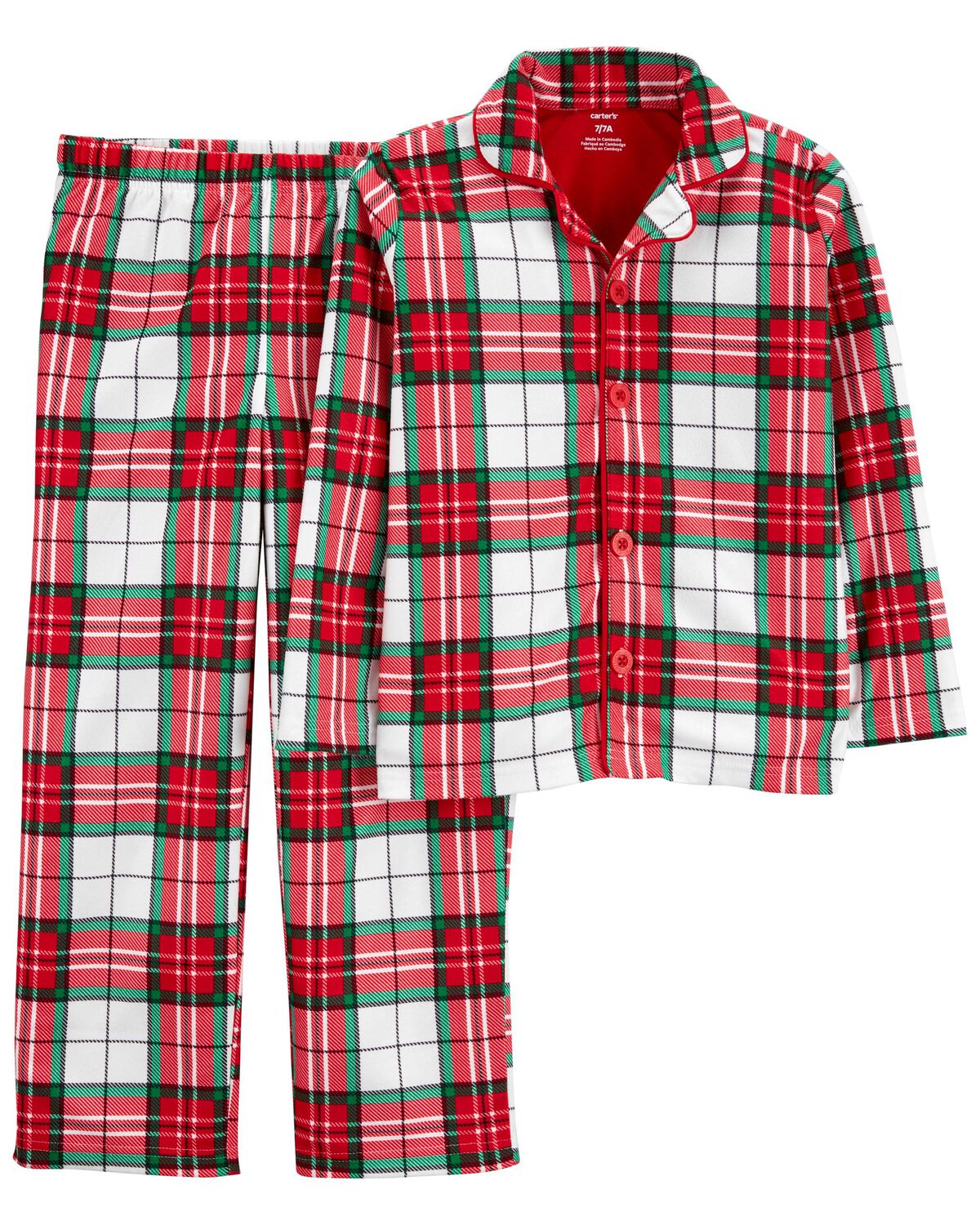 Red Kid 2-Piece Plaid Coat-Style Fleece Pajamas | carters.com