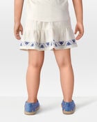 Toddler Floral Embroidered Gauze Skort - Ivory, image 3 of 6 slides