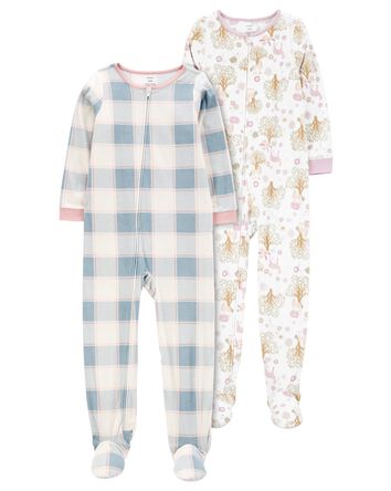 Kid 2-Pack 1-Piece Fleece Footie Pajamas, 