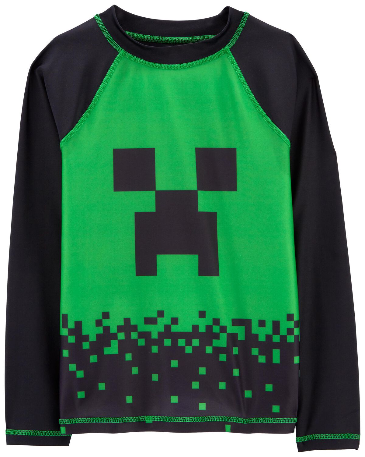 Green/Black Kid Minecraft® Swim Rashguard