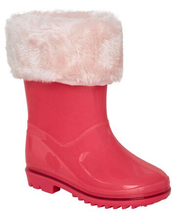 Toddler Faux Fur-Lined  Rain Boots, 