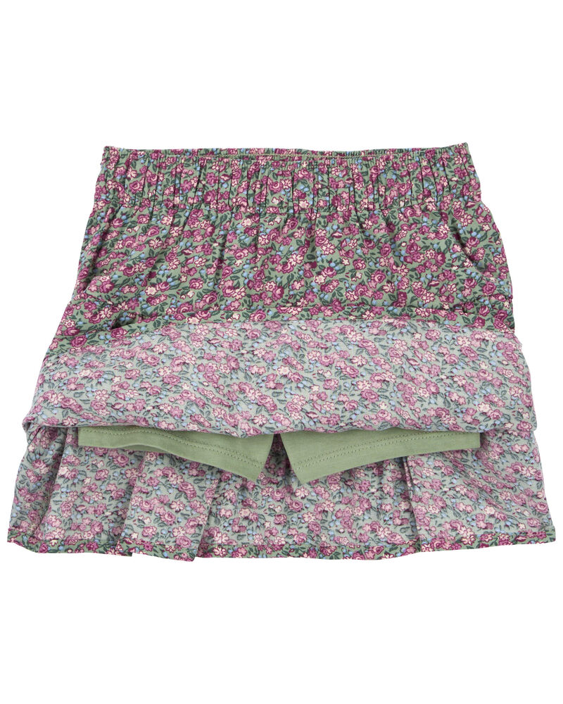 Toddler Floral Print Tiered Skort, image 2 of 3 slides