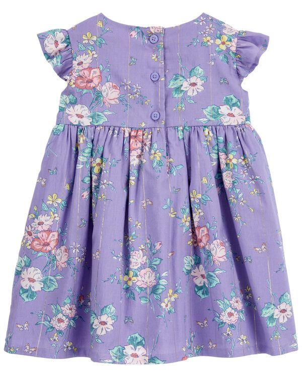 Purple Baby Metallic Stripe Floral Print Dress | oshkosh.com
