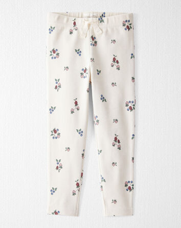 Toddler Girl Organic Cotton Ribbed Knit Pants in Berry Blossom Print, 