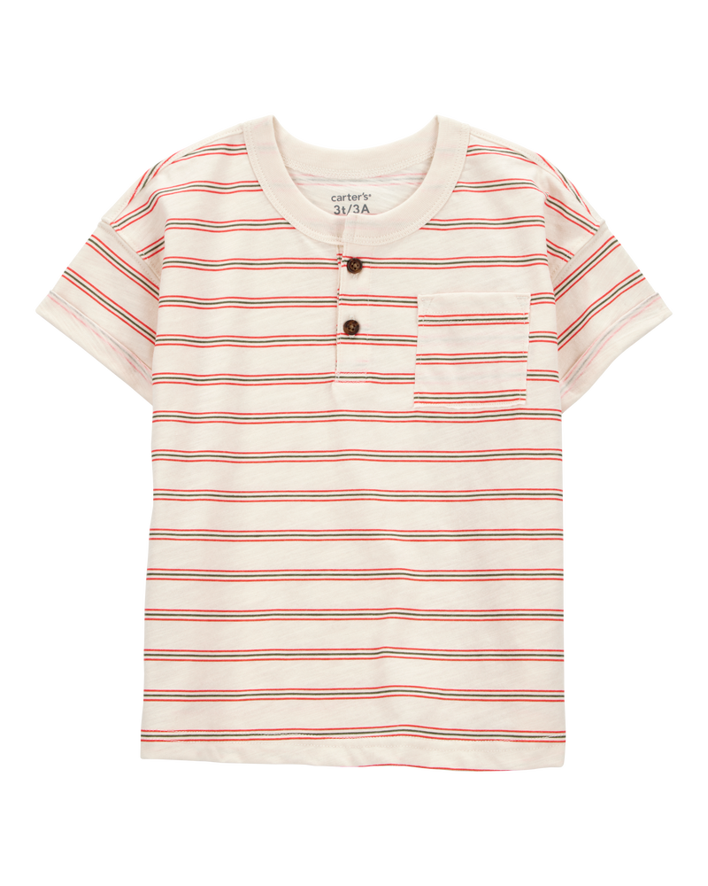Toddler 2-Piece Striped Slub Jersey Henley & Pull-On Shorts Set, image 2 of 6 slides