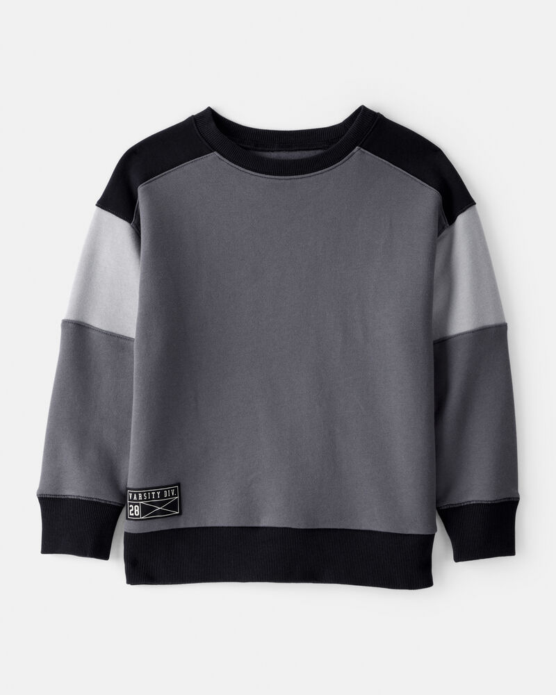 Boys Color-Block Pullover Sweatshirt - Black, image 1 of 3 slides