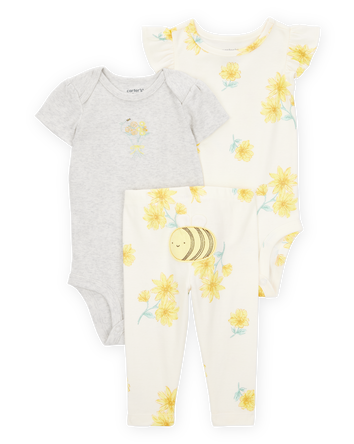 Baby Girl 3-Piece Bee Little Character Set® - Cream/Yellow, 