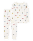 Toddler Girl Floral Print PurelySoft 2-Piece Pajamas - Ivory, image 1 of 4 slides