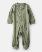 Baby Boy Dragon Print 100% Cotton Long-Sleeve Sleep & Play - Green, image 1 of 4 slides