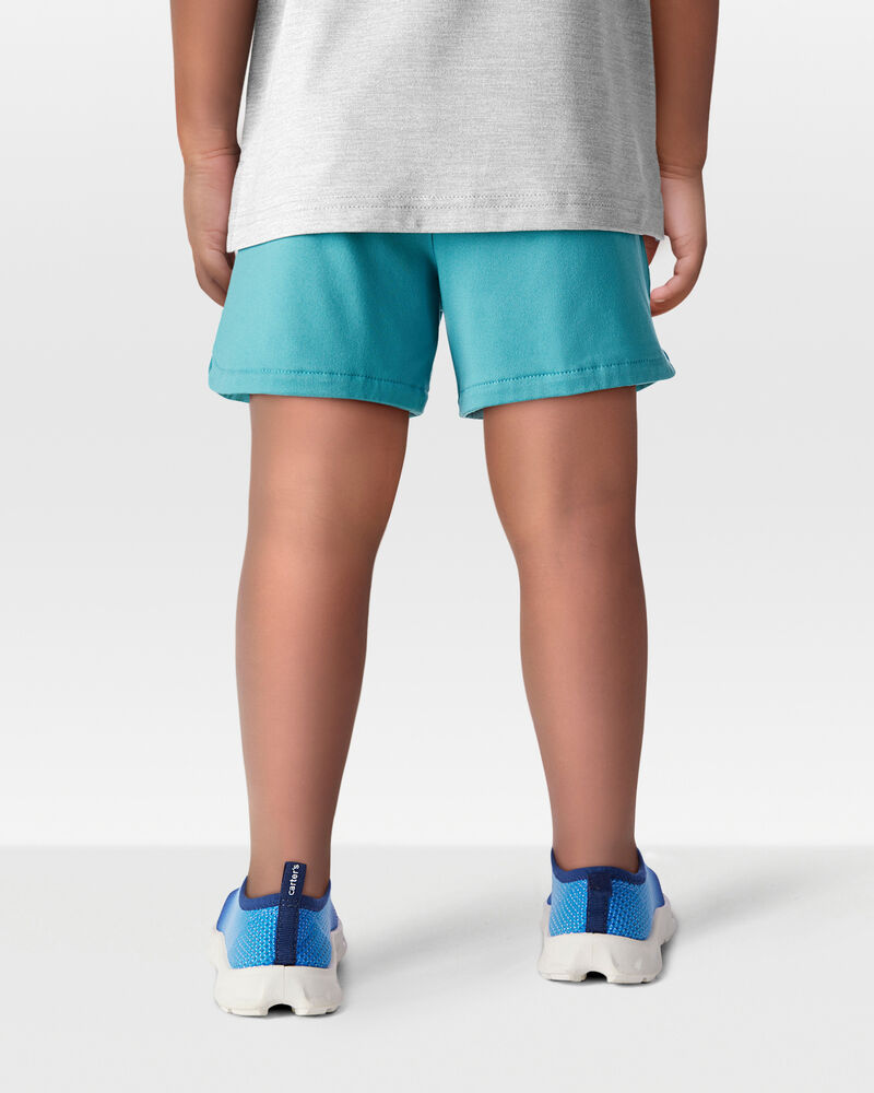 Toddler 2-Piece Active Raglan Tee & Pull-On Shorts Set - Grey/Teal, image 9 of 9 slides