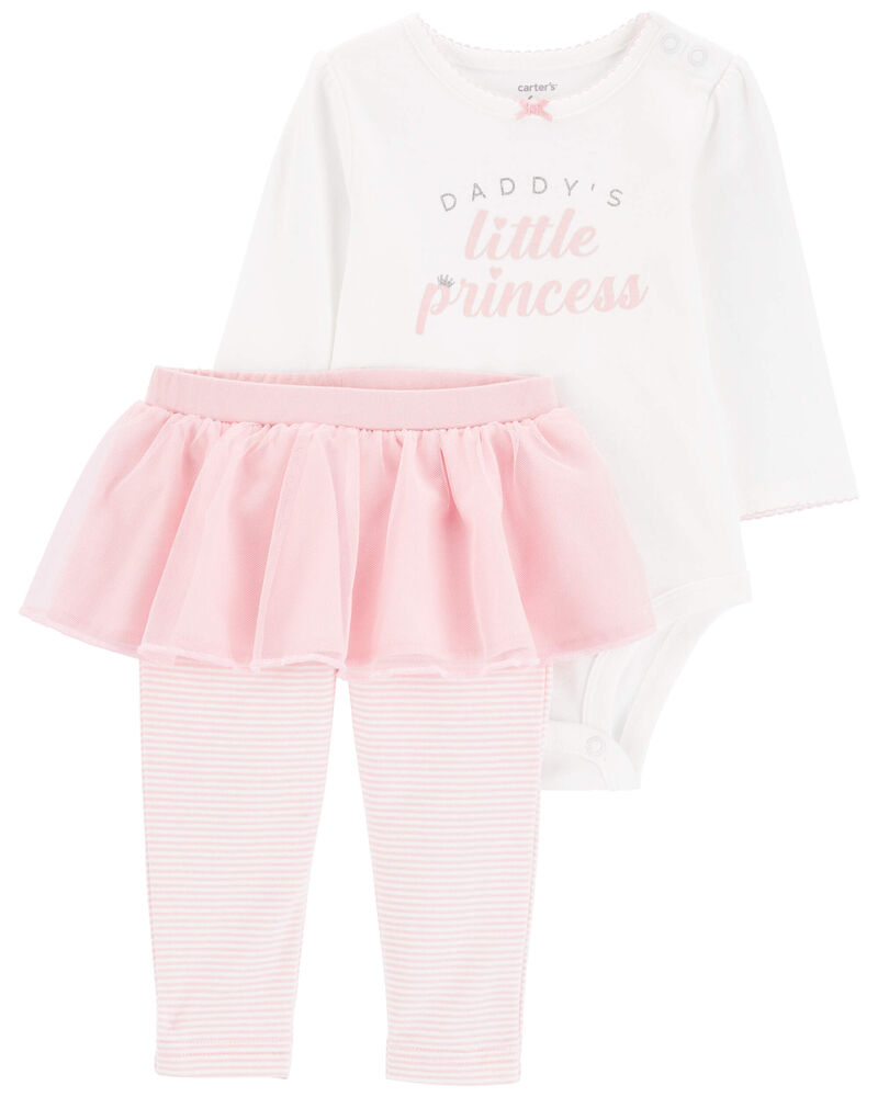 Baby 2-Piece Daddy's Princess Bodysuit & Tutu Pant Set, image 1 of 3 slides