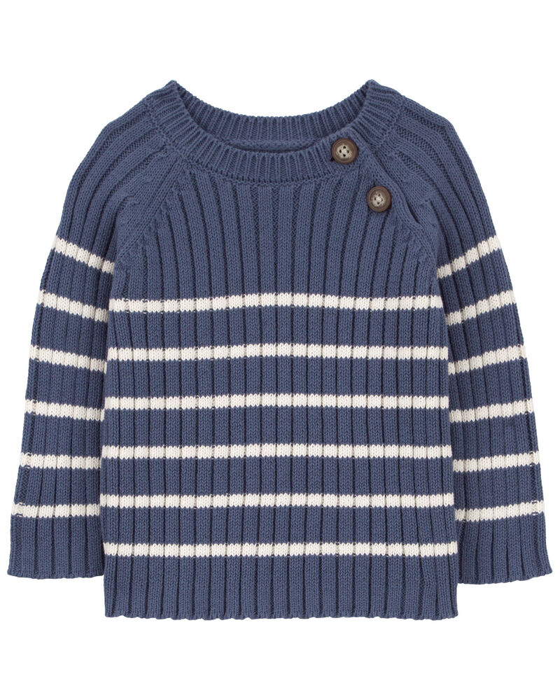 Baby Striped Snug-Fit Ribbed Sweater Knit Top, image 1 of 2 slides