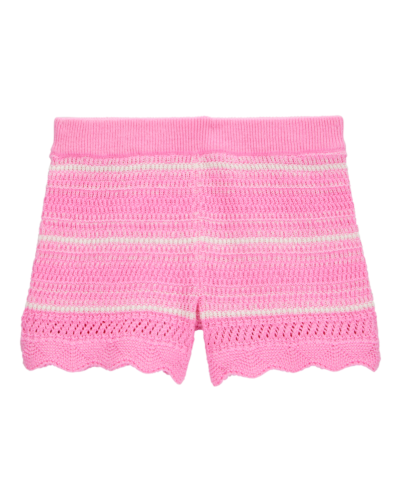 Toddler Striped Crotchet Knit Shorts - Pink, image 4 of 7 slides