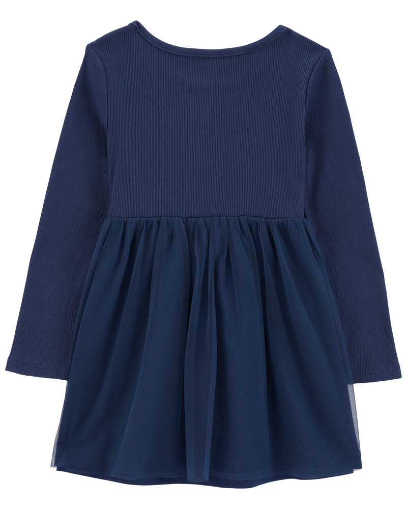 Toddler Tulle Long-Sleeve Jersey Dress, image 2 of 4 slides