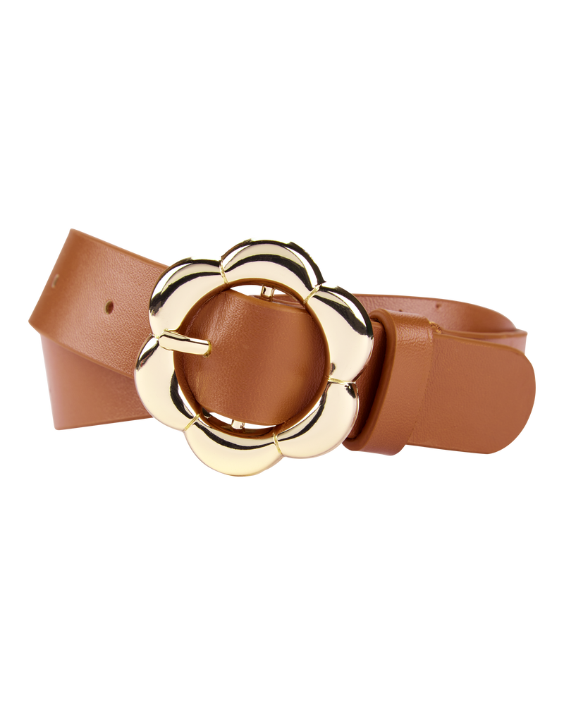 Flower Buckle Belt - Brown, image 1 of 1 slides