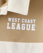 Boys Cotton Short-Sleeve Stripe Polo - Tan, image 2 of 3 slides