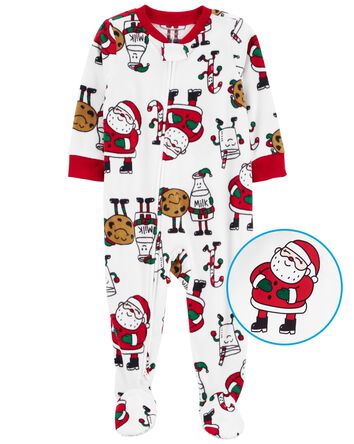 Baby 1-Piece Santa Cookies Fleece Footie Pajamas, 