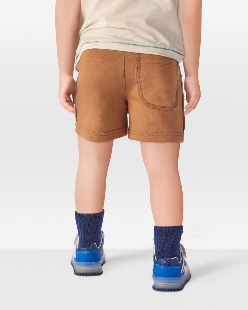 Toddler Pull-On French Terry Rec Shorts - Brown, image 3 of 7 slides