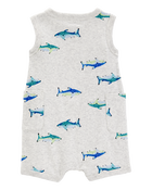 Baby Fish Cotton Blend Romper - Grey, image 2 of 4 slides