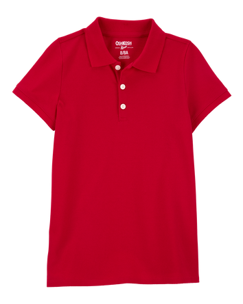 Girls Pique Cotton Uniform Polo - Ruby, 