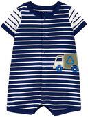 Navy - Baby Recycle Snap-Up Romper