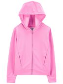 Pink - Kid Hooded Ribbed Zip Active Jacket