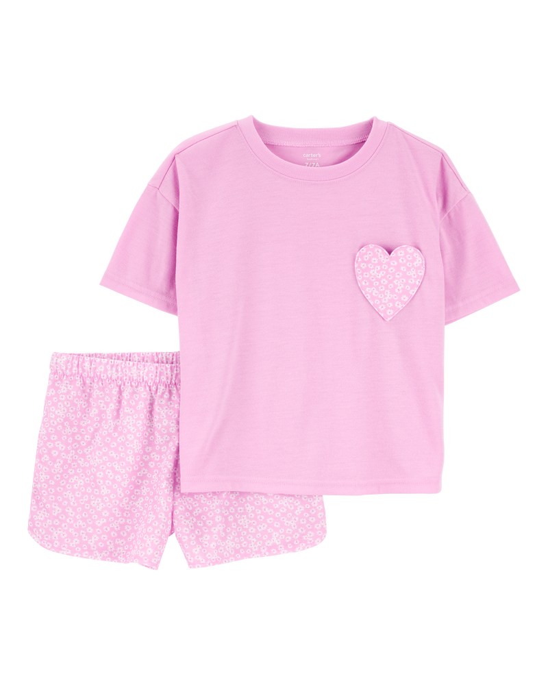 Girls 2-Piece Heart Loose Fit Pajamas, image 1 of 3 slides