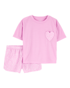 Girls 2-Piece Heart Loose Fit Pajamas, image 1 of 3 slides