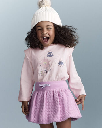 Toddler Girl Skiing Squish Long-Sleeve Top - Light Pink, 
