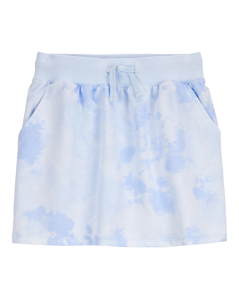Kid Drawstring Cloud Dye French Terry Skort - Blue, image 1 of 4 slides