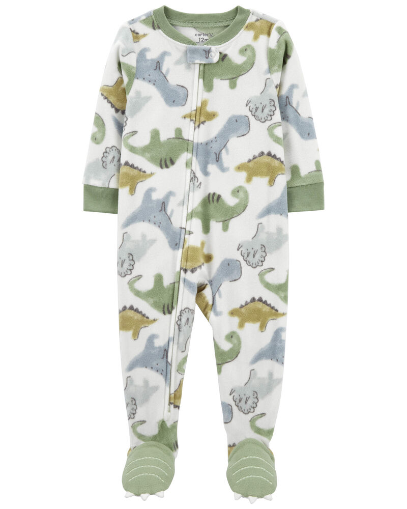 Toddler 1-Piece Dinosaur Fleece Footie Pajamas, image 1 of 5 slides