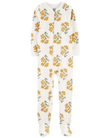 Kid 1-Piece Floral Fleece Footie Pajamas, 