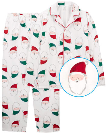 2-Piece Santa Fleece Coat Style Pajamas, 