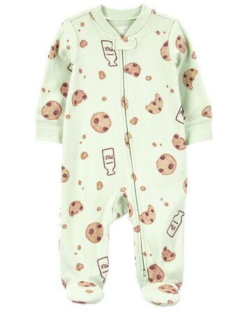 Milk & Cookies 2-Way Zip Cotton Sleep & Play Pajamas, 