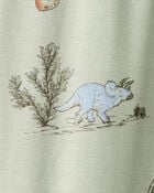 Baby Boy Dinosaur Print PurelySoft Long-Sleeve 2-Way Zip 1-Piece Pajamas - Green, image 4 of 6 slides