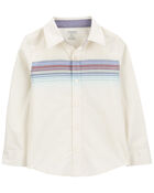 Striped Long-Sleeve Button-Down Shirt - White, image 1 of 3 slides