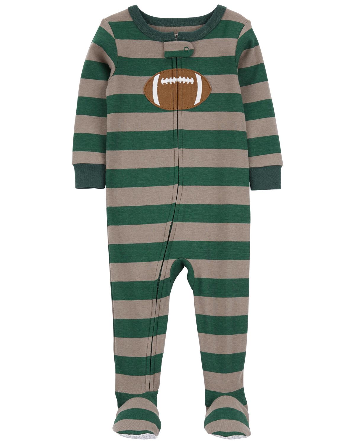 Green Baby 1Piece Football 100 Snug Fit Cotton Footie Pajamas
