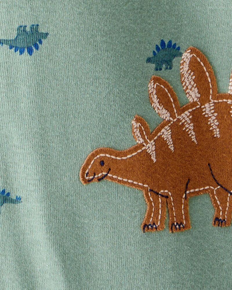 Baby Boy Dinosaur Print 100% Cotton Long-Sleeve 2-Way Zip 1-Piece Pajamas - Green, image 4 of 5 slides