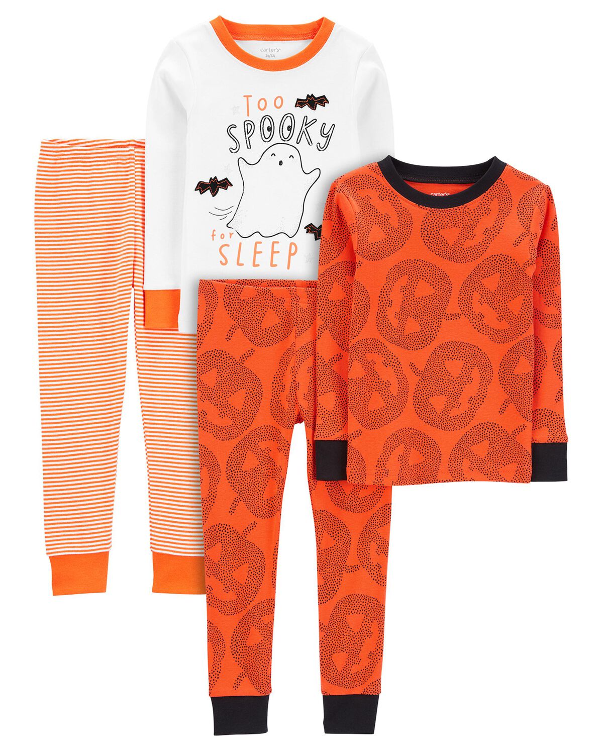 Orange Toddler 4Piece Halloween 100 Snug Fit Cotton Pajamas