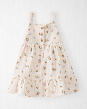 Baby Organic Cotton Floral Print Gauze Dress, 