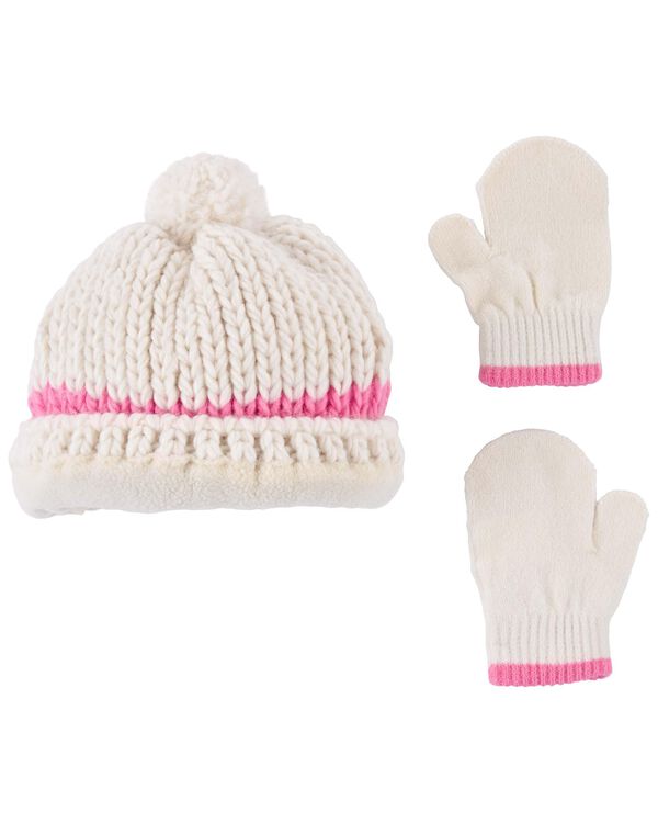 Multi Baby 2Piece Knit Cap & Mittens Set