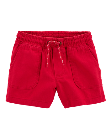 Toddler Pull-On Cotton Shorts - Red, 