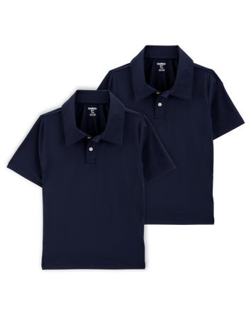 Kid 2-Pack Active Uniform Polo Shirts in Moisture Wicking BeCool™ Fabric - Navy, 