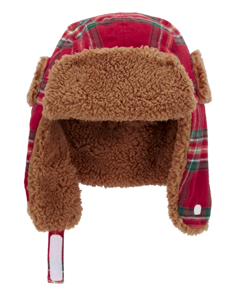 Toddler Plaid Fuzzy Trapper Hat, image 1 of 2 slides