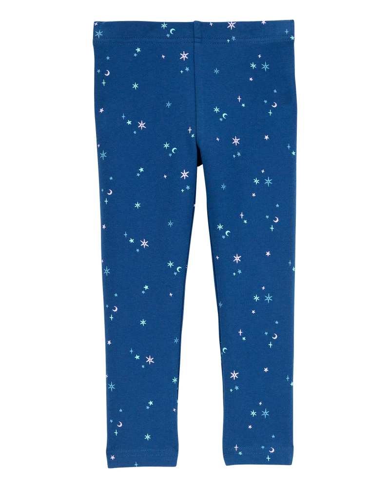 Baby Starry Print Knit Leggings - Blue, image 2 of 4 slides