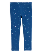 Baby Starry Print Knit Leggings - Blue, image 2 of 4 slides