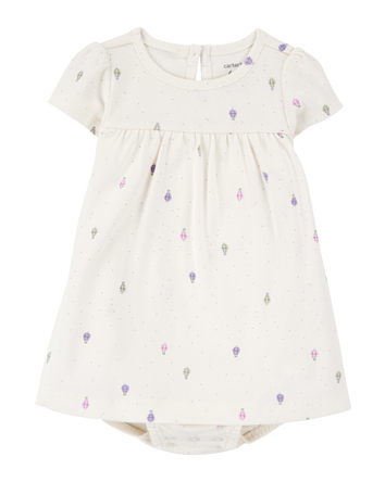 Baby 2-Piece Bodysuit Dress & Cardigan Set - Purple/White, 